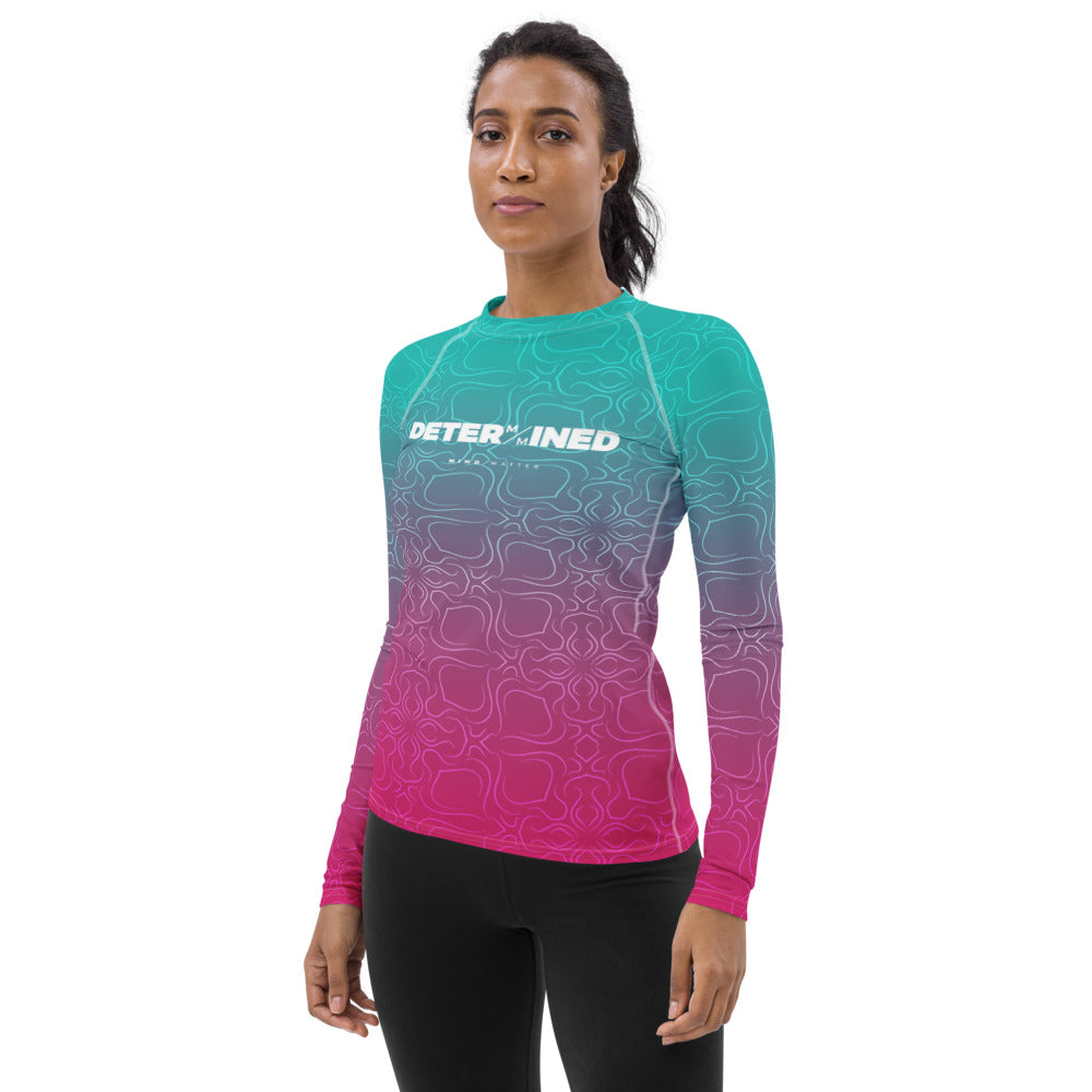 Teal & Pink Determined- Women's Performance Long Sleeve