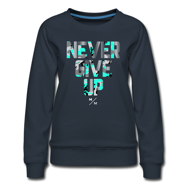 Never Give up- Women’s Premium Sweatshirt - navy