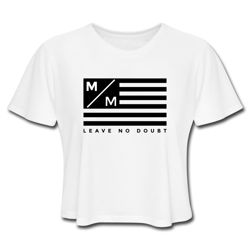 MM Flag LND- Women's Cropped T-Shirt FP - white