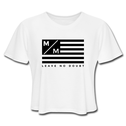 MM Flag LND- Women's Cropped T-Shirt FP - white